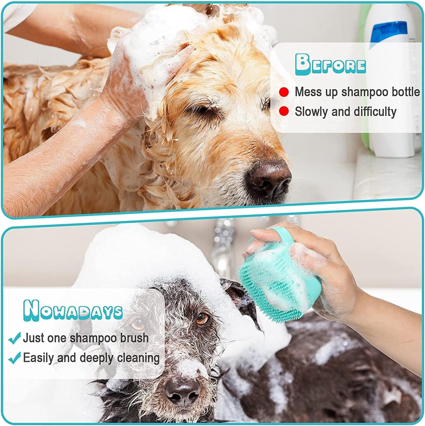 7Pcs Pet Grooming Kit, Self-Cleaning Brush Shedding Kit with Nail Clipper, Flea Comb, Shampoo Bath Brush, Finger Toothbrush