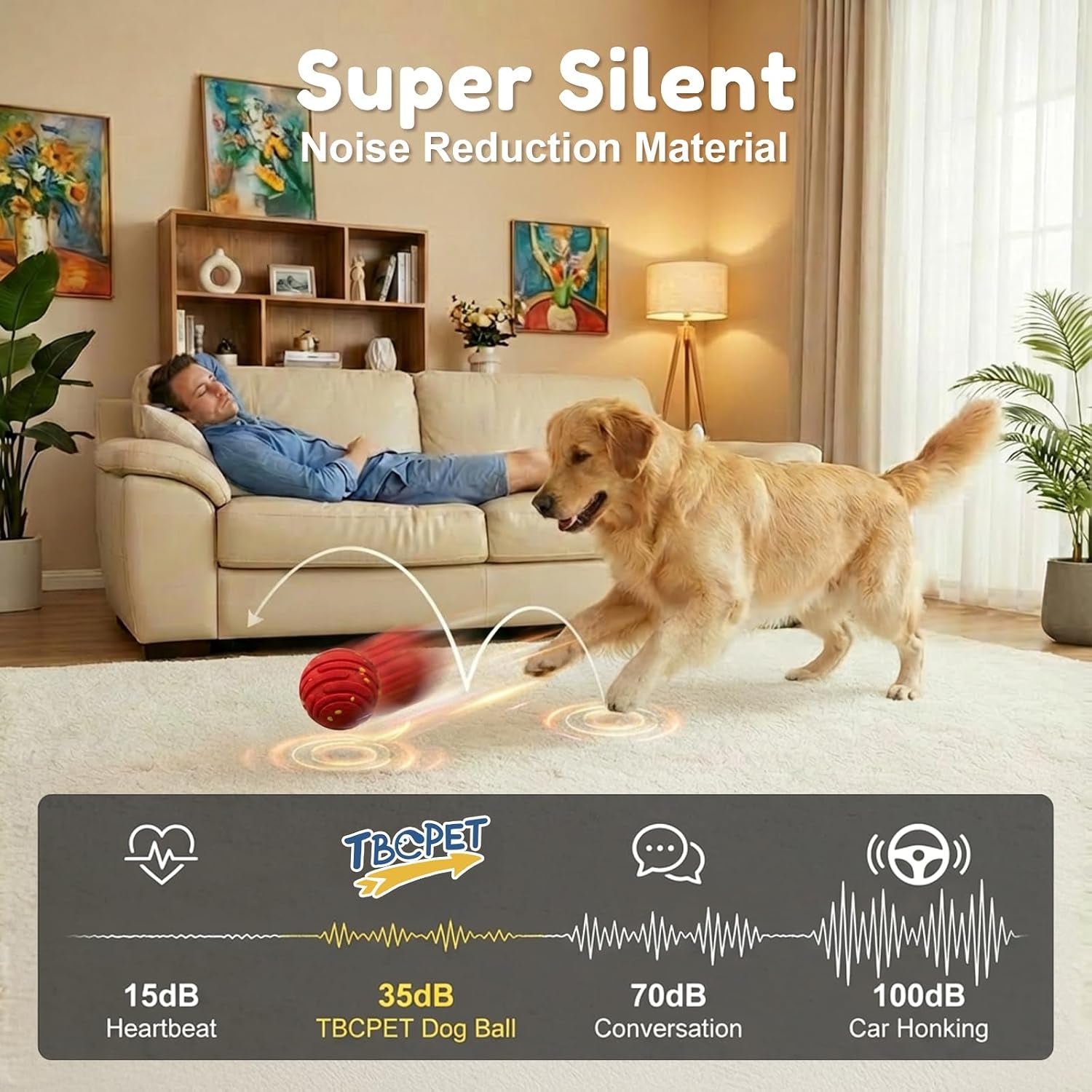 Interactive Dog Toys, Smart Interactive Dog Ball with 3 Modes, Auto-Moving&Bouncing, High-Resilience&Chew Resistant E-TPU Dog Ball, IPX6 Waterproof, Indoor&Outdoor Use, Rolling Ball Dogs