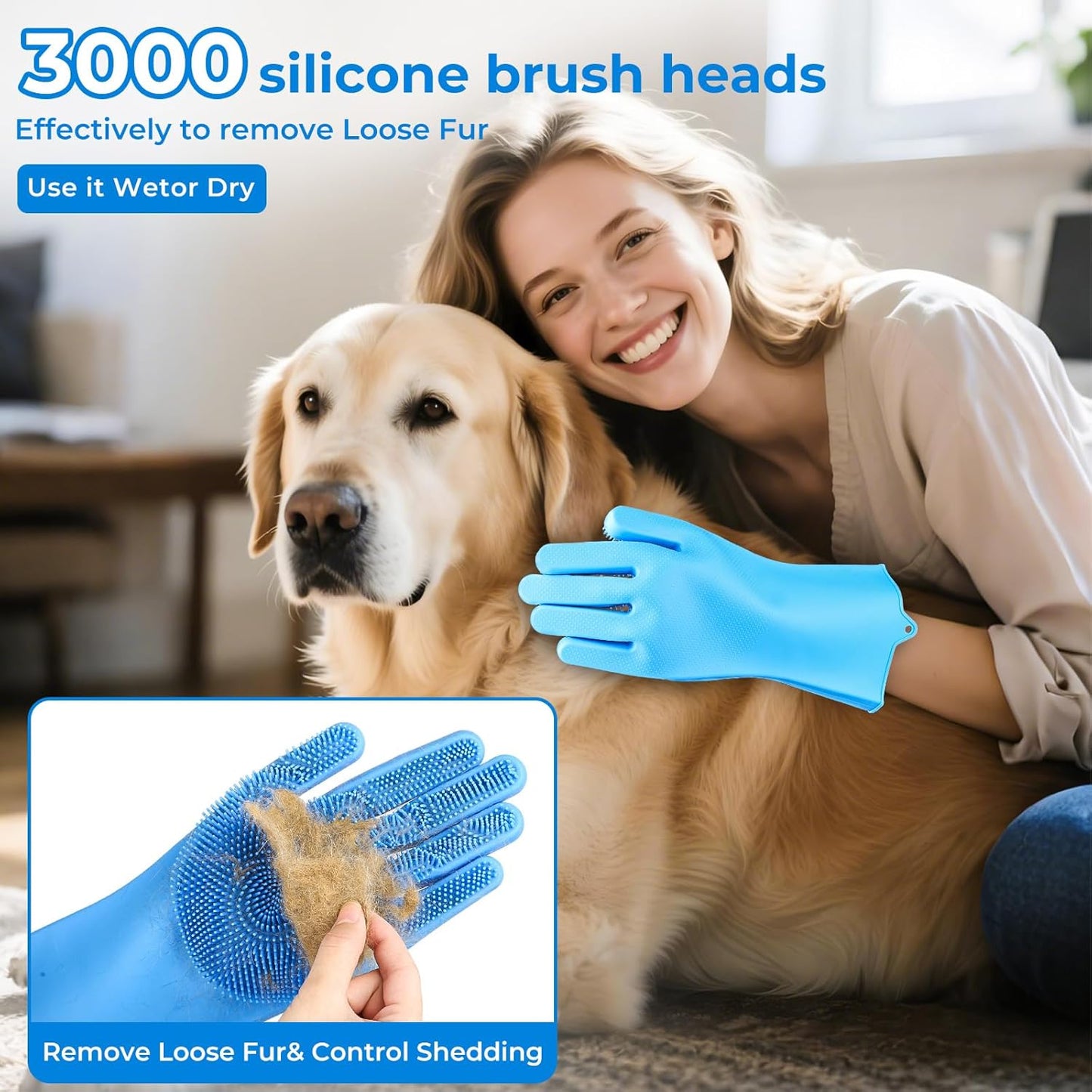 3PCS Dog Bath Supplies,Dog Bath Brush | Dog Washing Gloves | Dog Towel 40'' X 23.6'',Super Absorbent and Soft Pet Grooming Towel, Perfect Shower & Grooming Supplies for Dogs