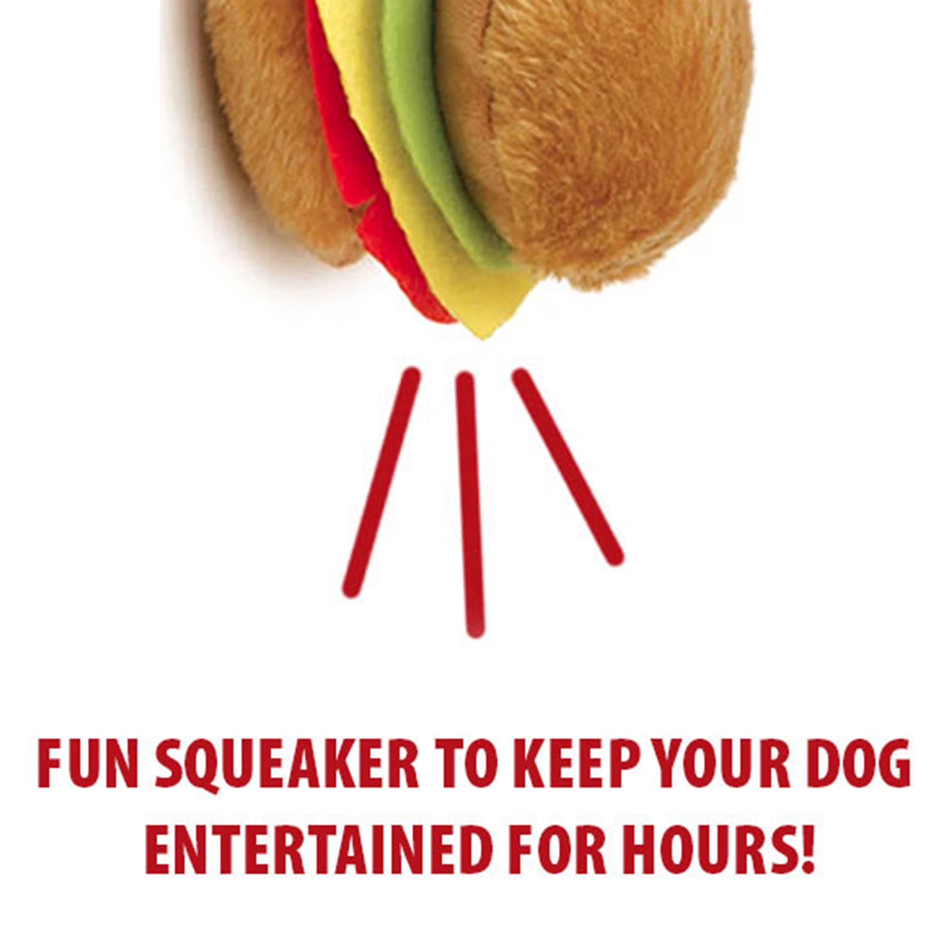Pet Plush Food Themed Dog Toy with Squeaker, 4.5 Inch - Hamburger