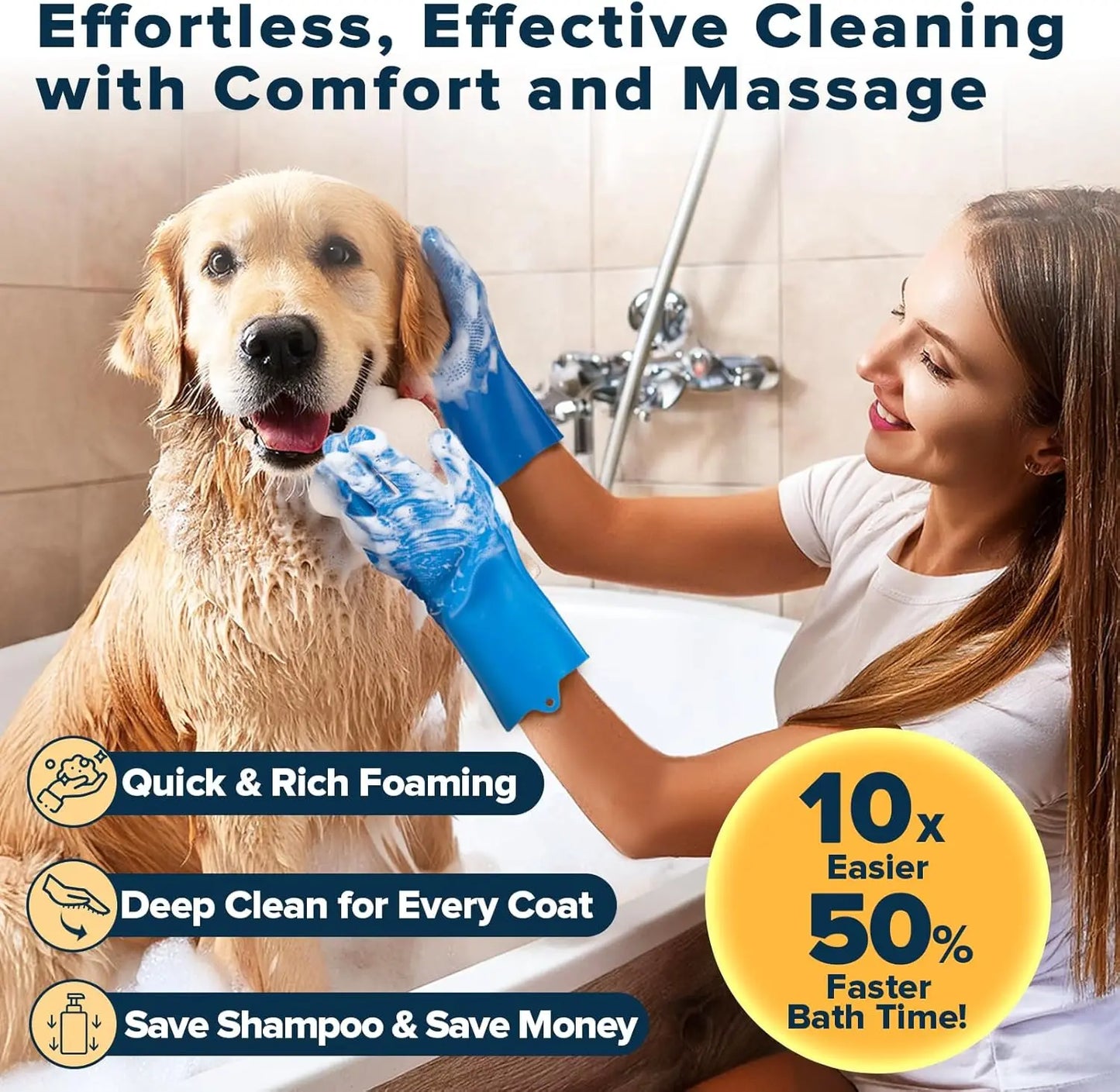 6PCS Pet Grooming Kit for Dogscats Dog Washing Gloves Bath Brush Bath Gloves Shampoo Brush Pet Grooming Gloves Bath Supplies