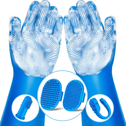6PCS Pet Grooming Kit for Dogscats Dog Washing Gloves Bath Brush Bath Gloves Shampoo Brush Pet Grooming Gloves Bath Supplies