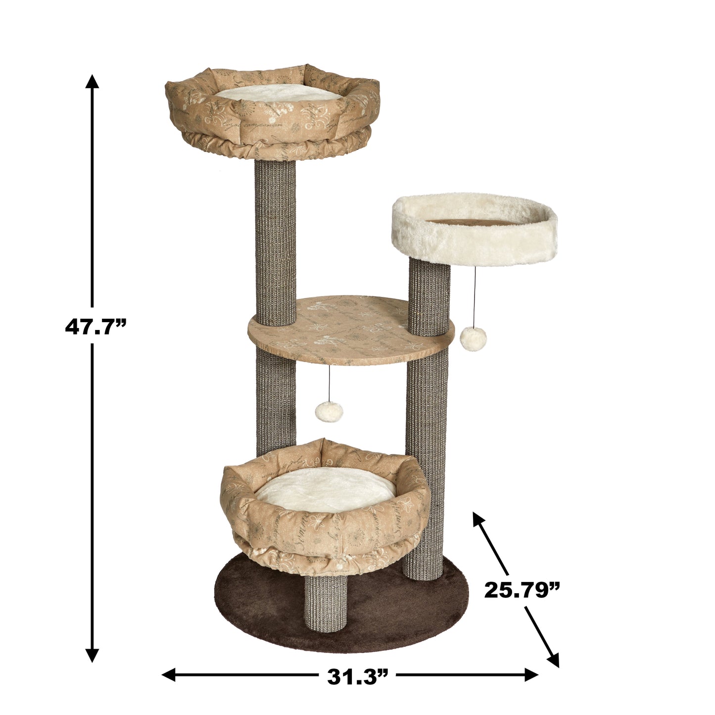 47.7-Inch Feline Nuvo "Summit" Fashionable Cat Tree with Removable Lounging Cat Bed