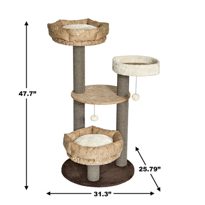 47.7-Inch Feline Nuvo "Summit" Fashionable Cat Tree with Removable Lounging Cat Bed