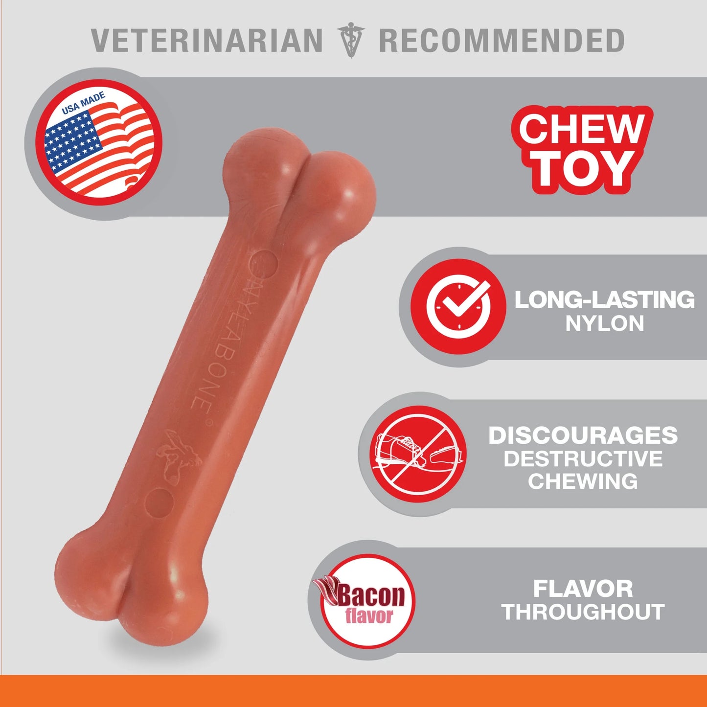 Power Chew Original Bone Dog Toy, Dog Chew Toy, Bacon Flavor, X-Small, 1 Count