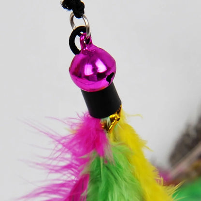 Cat Toys Feather Toy, Retractable Wand and Teaser with Bell Refills, Interactive Catcher and Funny Exercise for Kitten