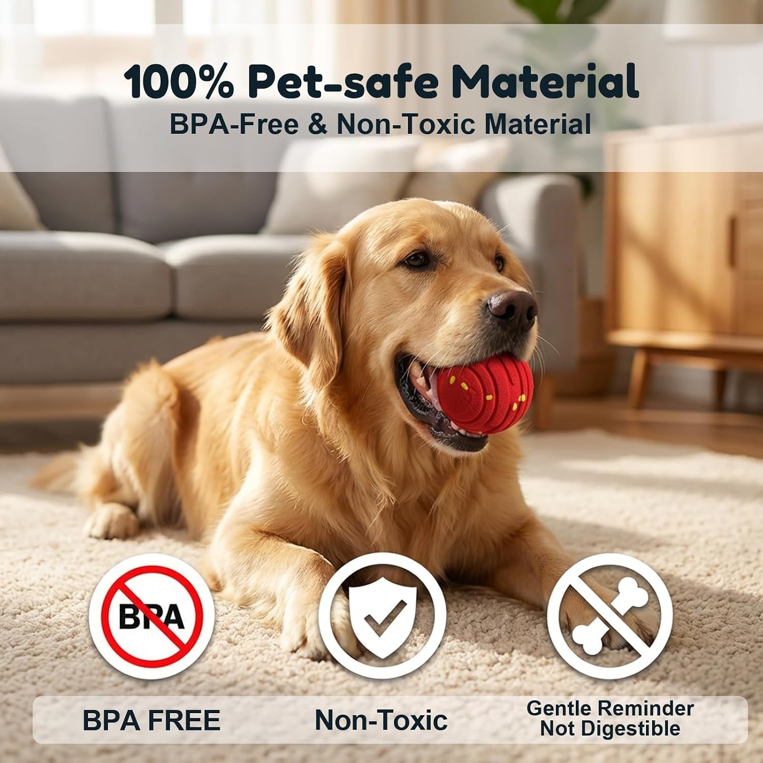Interactive Dog Toys, Smart Interactive Dog Ball with 3 Modes, Auto-Moving&Bouncing, High-Resilience&Chew Resistant E-TPU Dog Ball, IPX6 Waterproof, Indoor&Outdoor Use, Rolling Ball Dogs