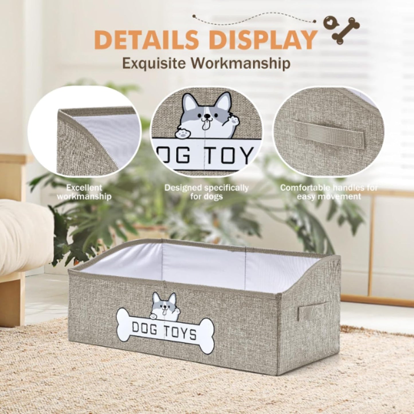 Dog Toy Basket, Specially Designed for Dog Toy Storage, Collapsible Dog Toy Box with Handle，Perfect for Storing Pet Toys and Accessories (Pink)
