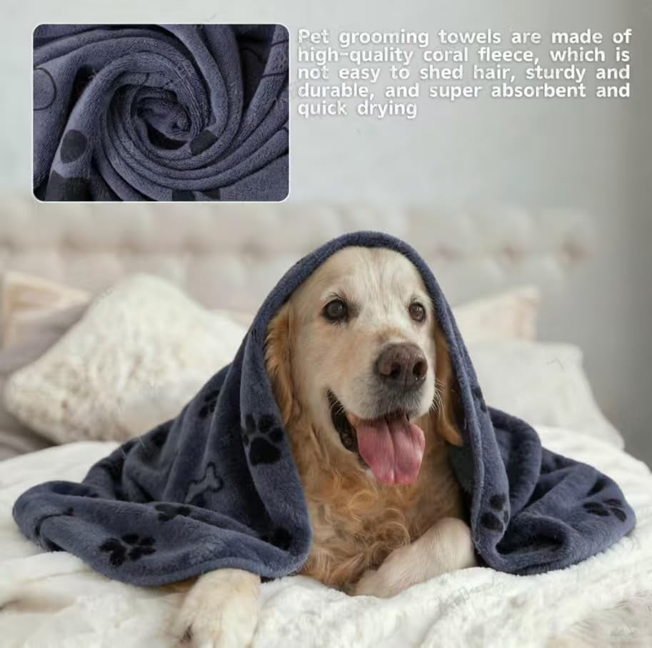3PCS Dog Bath Supplies,Dog Bath Brush | Dog Washing Gloves | Dog Towel 40'' X 23.6'',Super Absorbent and Soft Pet Grooming Towel, Perfect Shower & Grooming Supplies for Dogs