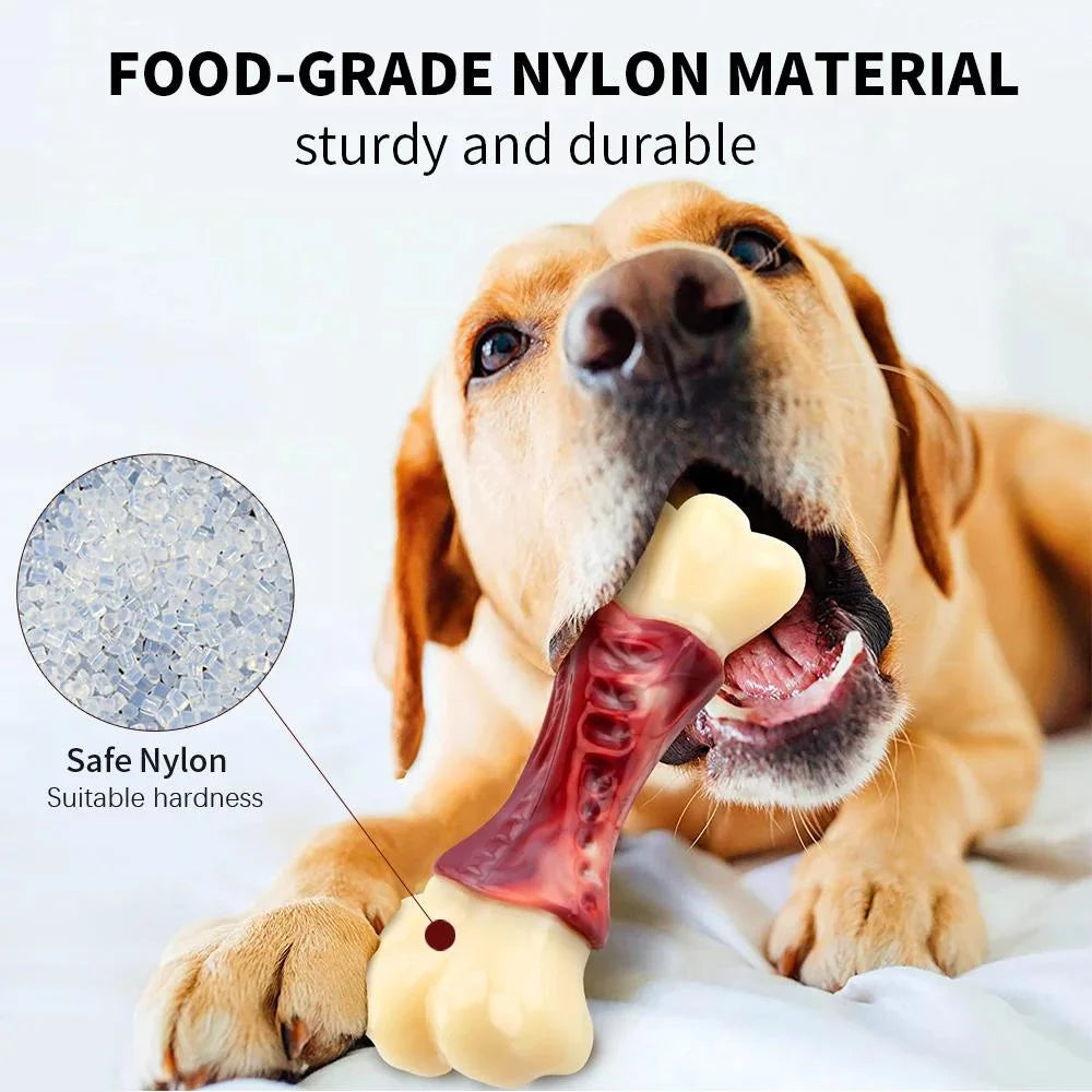 Dog Toys for Aggressive Chewers Large Breed, Beef Flavor Nylon Durable Dog Teething Chew Toys Nylon Bones for Medium Large Dogs