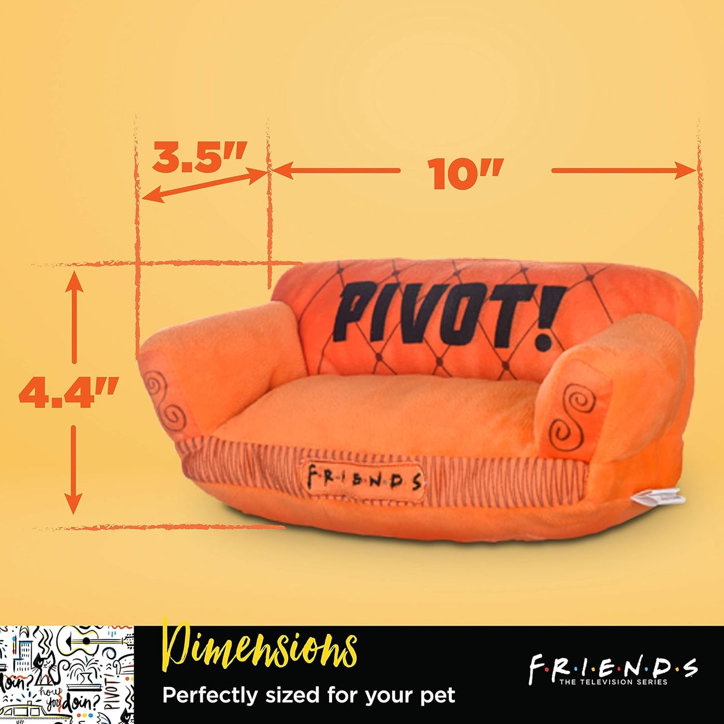 Friends TV Show Pivot Couch Plush Dog Toy, 10 Inch