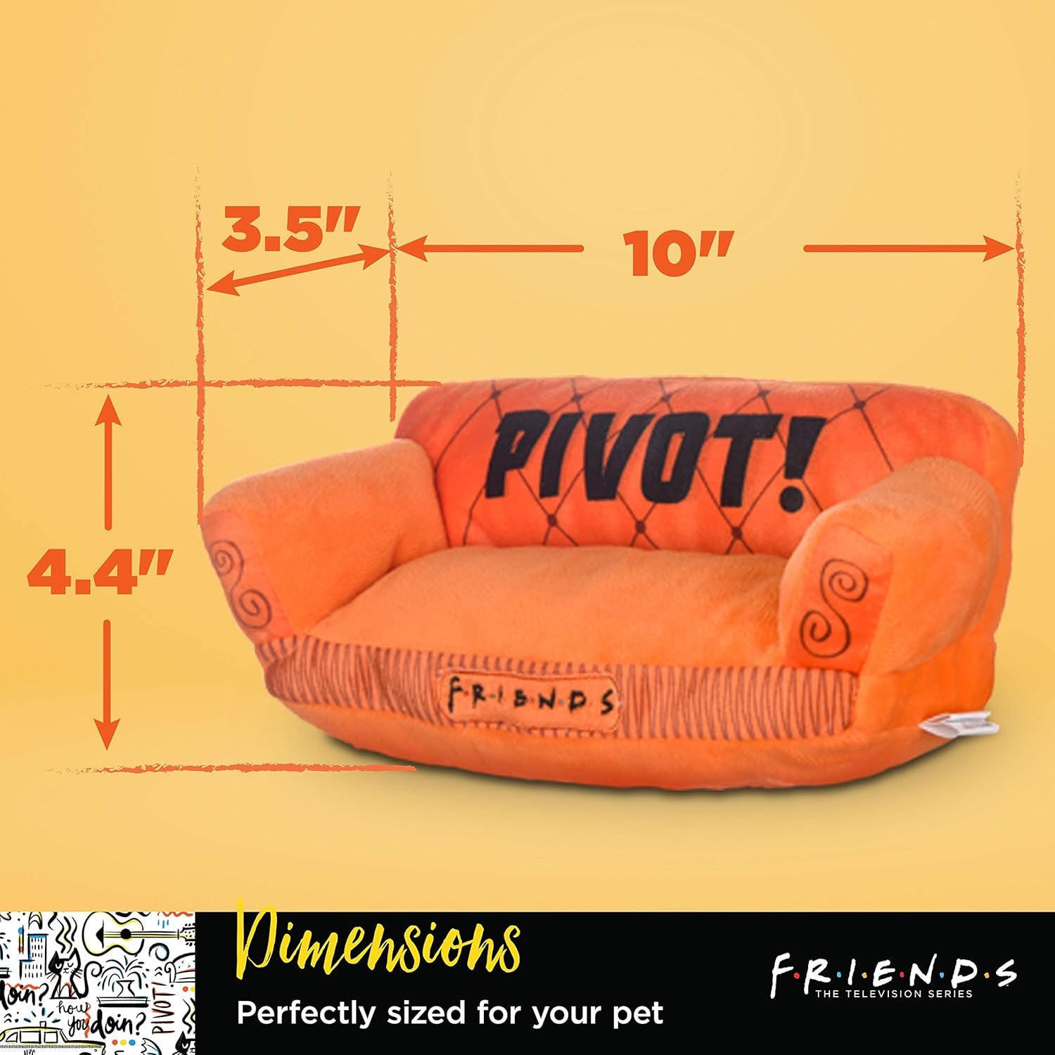 Friends TV Show Pivot Couch Plush Dog Toy, 10 Inch