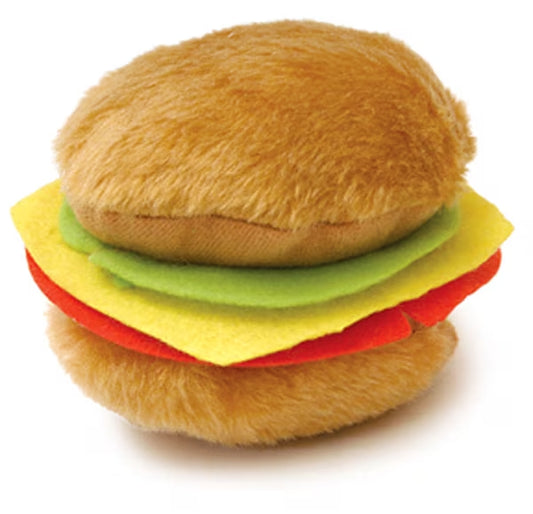 Pet Plush Food Themed Dog Toy with Squeaker, 4.5 Inch - Hamburger
