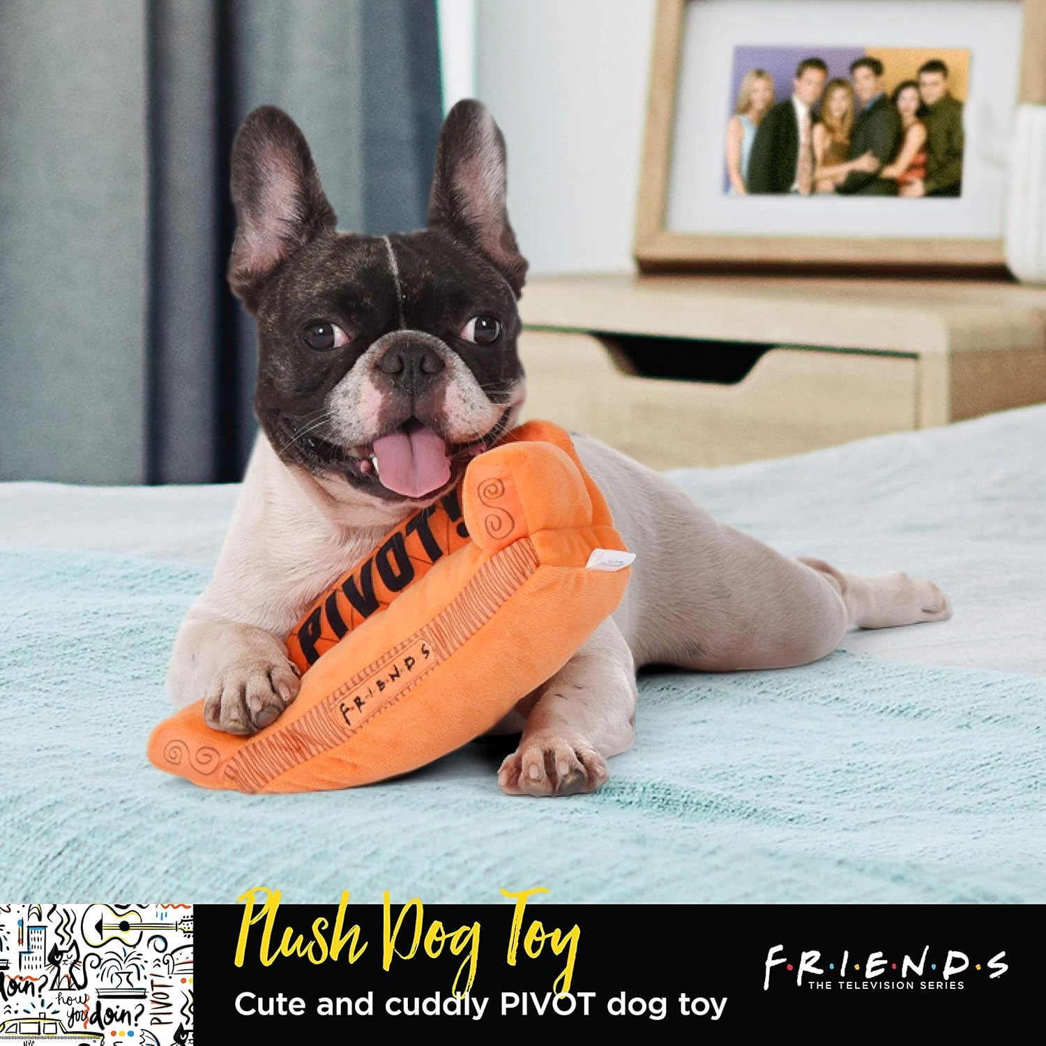 Friends TV Show Pivot Couch Plush Dog Toy, 10 Inch