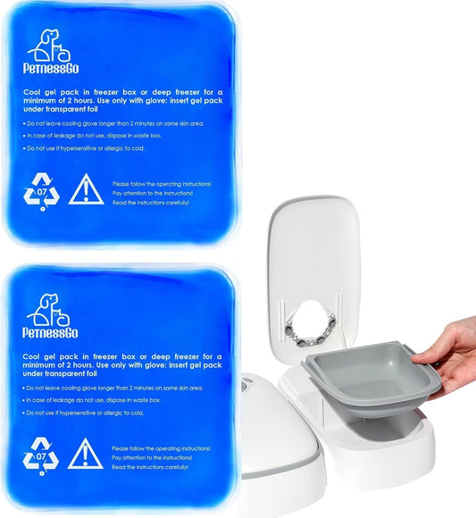 2Pcs Ice Packs, Suitable for Smart Cat Feeder, Automatic Timed Feeder for Cats&Dogs with Display, 1-48 Hours