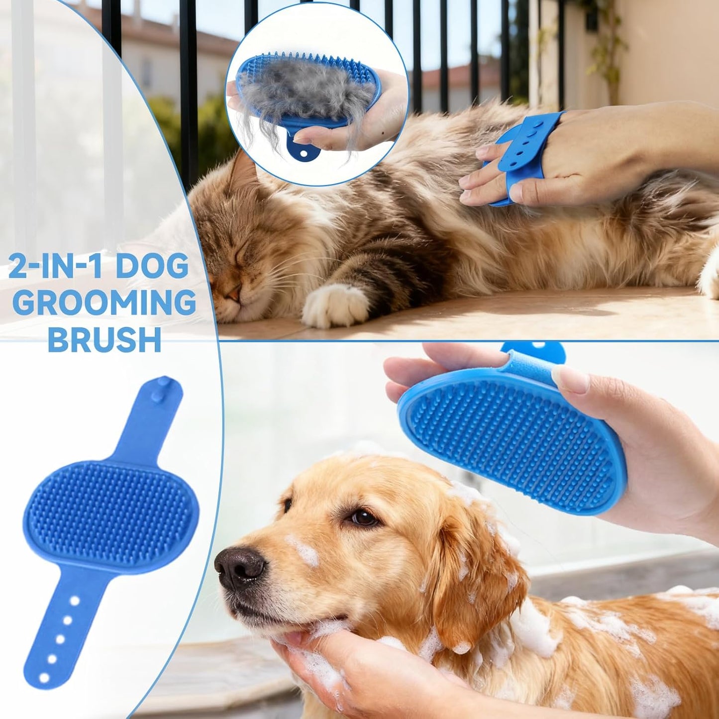 3PCS Dog Bath Supplies,Dog Bath Brush | Dog Washing Gloves | Dog Towel 40'' X 23.6'',Super Absorbent and Soft Pet Grooming Towel, Perfect Shower & Grooming Supplies for Dogs