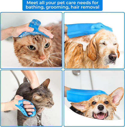 3PCS Dog Bath Supplies,Dog Bath Brush | Dog Washing Gloves | Dog Towel 40'' X 23.6'',Super Absorbent and Soft Pet Grooming Towel, Perfect Shower & Grooming Supplies for Dogs