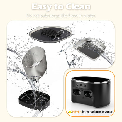 Automatic Cat Feeder with Camera, Automatic Dog Feeder Dry Food, 8L Dual Hopper Auto Cat Food Dispenser, 1080P HD Video with Night Vision/2-Way Audio/App, 5G Wifi Pet Feeder with Low Food Tray-Black