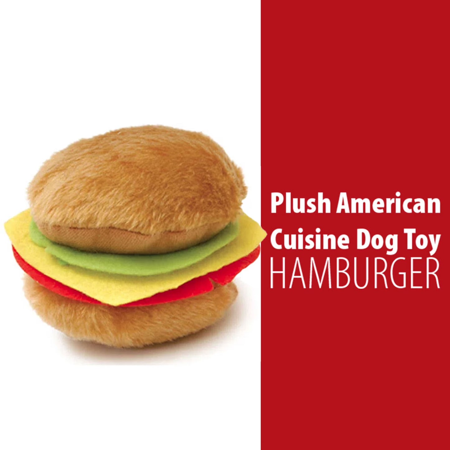 Pet Plush Food Themed Dog Toy with Squeaker, 4.5 Inch - Hamburger